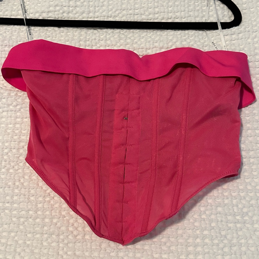 Pink strapless top